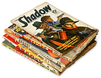 A stack of pulp magazines