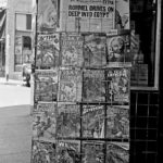Also from July 1942, this rack in Yreka, Calif., displays the headline of the day above a selection of pulp magazines. Also from July 1942, this rack in Yreka, Calif., displays the headline of the day above a selection of pulp magazines.